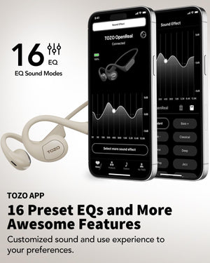 TOZO OpenReal True Wireless Earbuds Open-ear Design for Comfortable All-day Listening